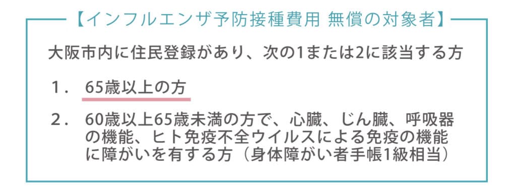 インフルエンザ予防接種の無料条件